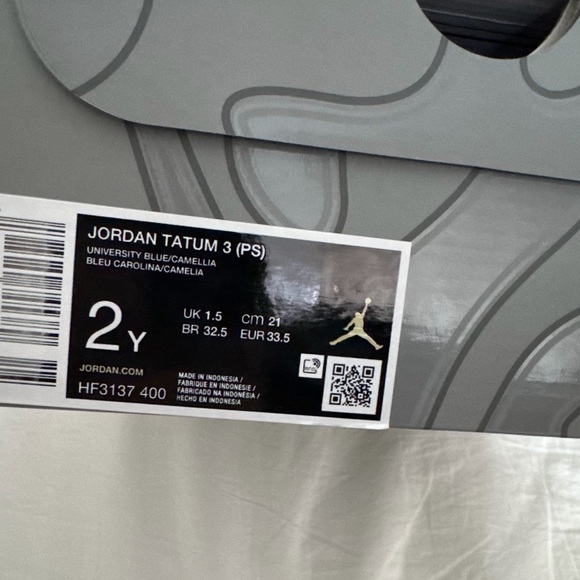 Jordan Tatum 3 (PS) University Blue Size 2Y - Picture 2 of 2